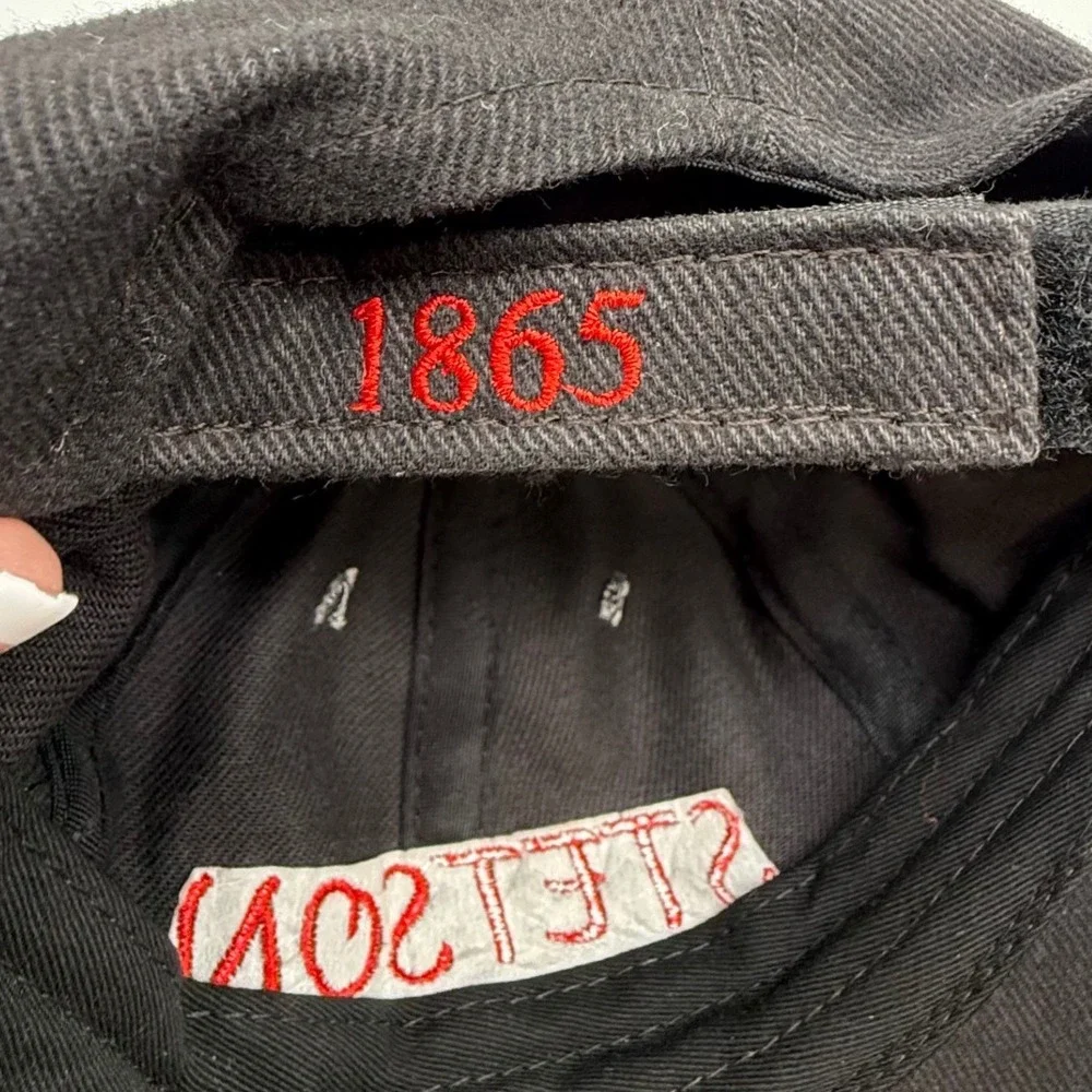 Stetson Legendary Hats 1865 Black Baseball Cap Embroidered Hook Loop Strapback